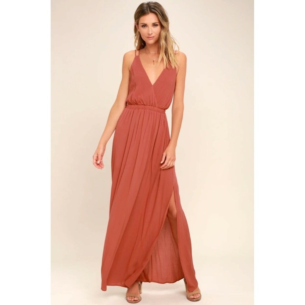 Lulus Womens Lost In Paradise Maxi Dress Medium Pink Strappy Tank R63897 - Picture 8 of 9